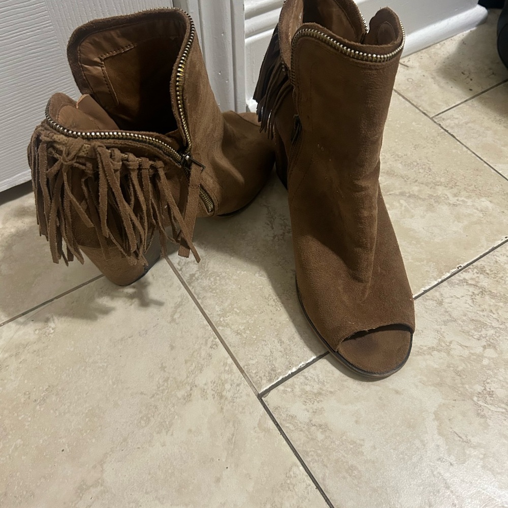 Cato Tan Fringe Ankle Booties